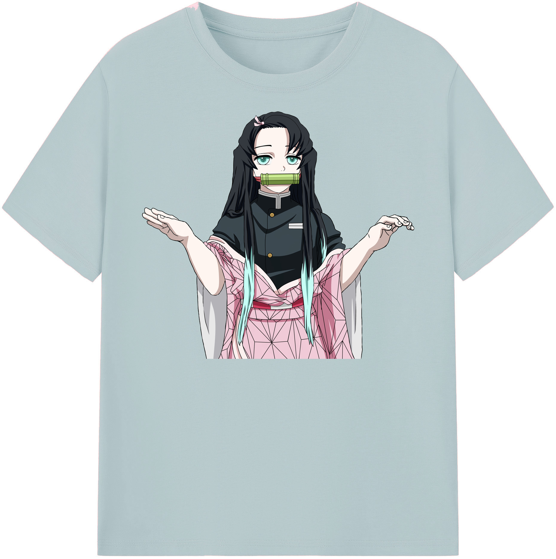 （画像用） 鬼滅の刃（きめつのやいば）竈門 禰󠄀豆子／かまど ねずこ Kamado Nezuko 綿100％半袖Tシャツ（フロントプリント）